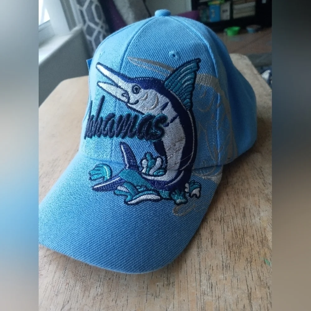 Island Dreams Bahamas Blue Embroidered Marlin Adjustable Cap Hat